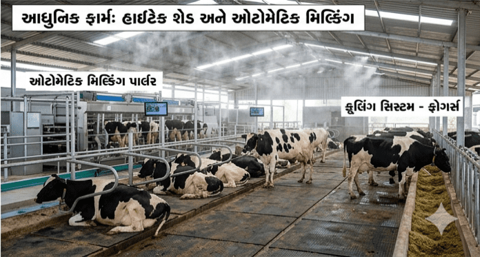 આધુનિક મોટા પાયે ડેરી ફાર્મ